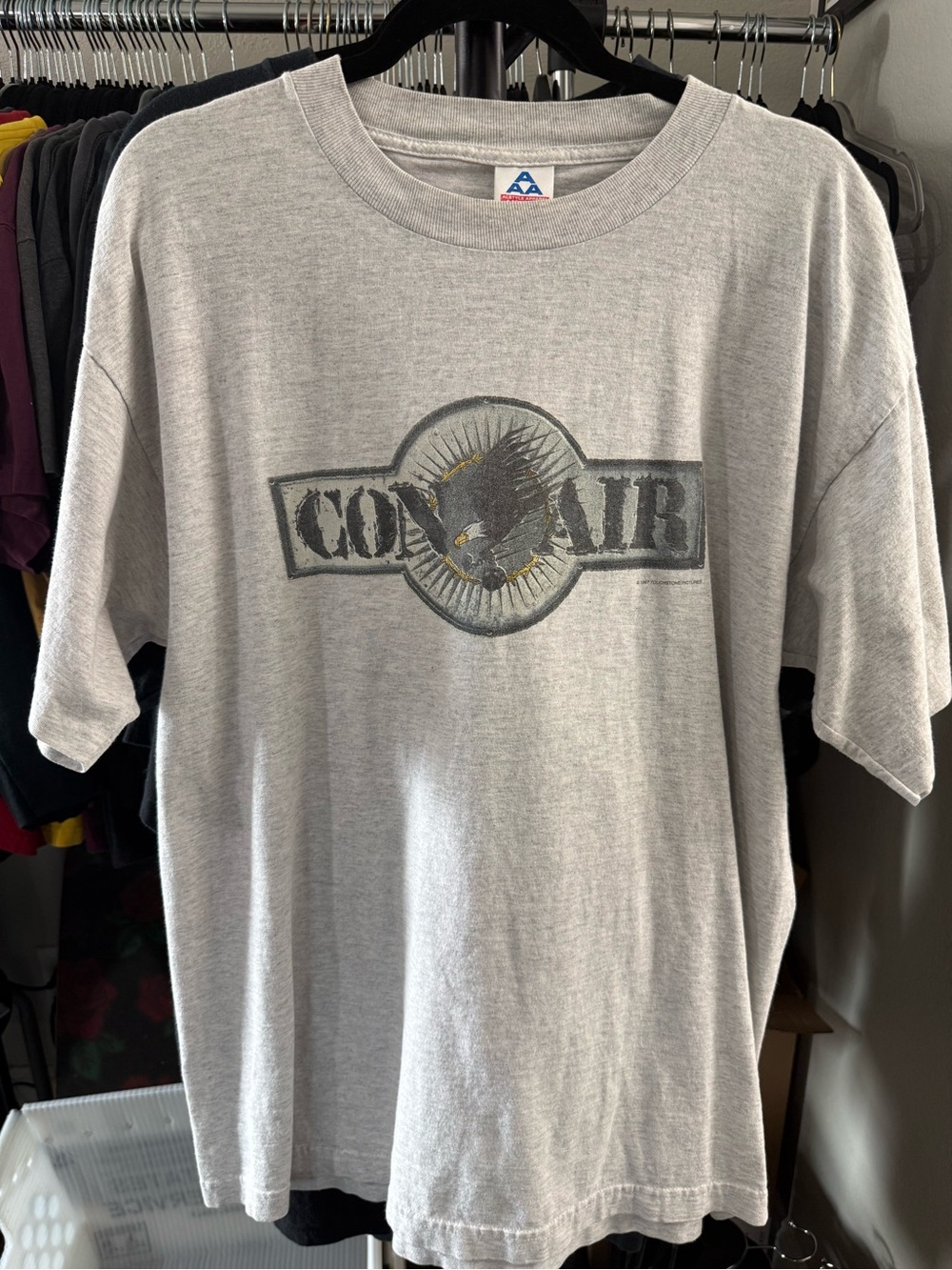 Vtg Rare 1997 Con Air Movie Promo Mens XL grey cotton short sleeve tee
